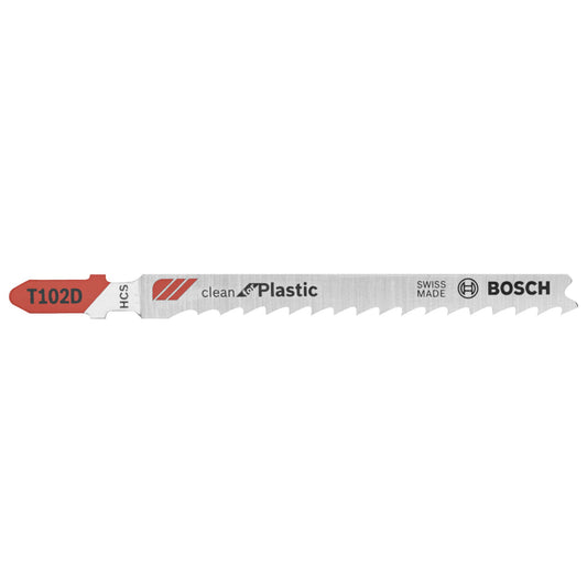 Bosch T102D3 4-Inch X 6-Tpi Clean-Cut Jig Saw Blade for Polypropylene Based Plastic Up to 3/4-Inch Thick, 3-Pack