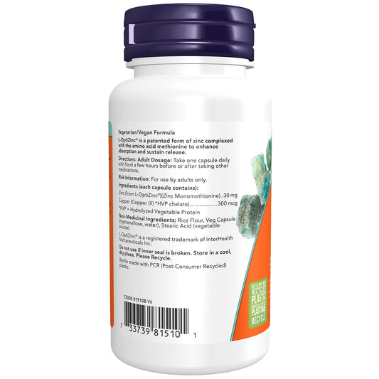 Now Foods Opti-L-Zinc (Monomethionine) 30mg + Copper 100vcap