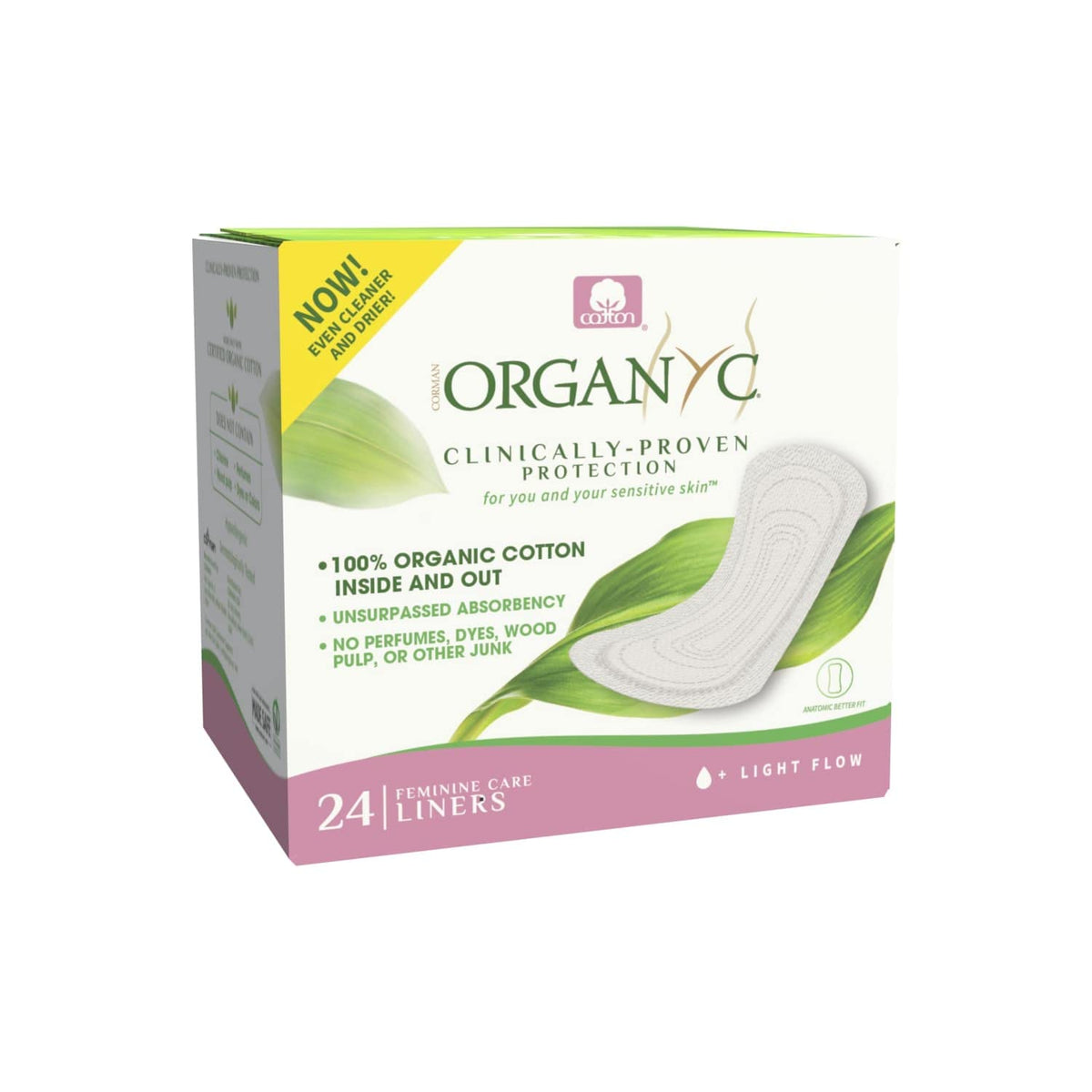 Organyc 100% Certified Organic Cotton Panty Liner, 24 Count