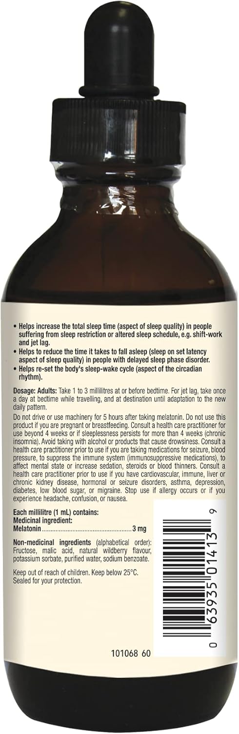 Adrien Gagnon - Liquid Melatonin 3 mg, for Faster and Softer Sleep, Wildberry Flavour, 110 ml