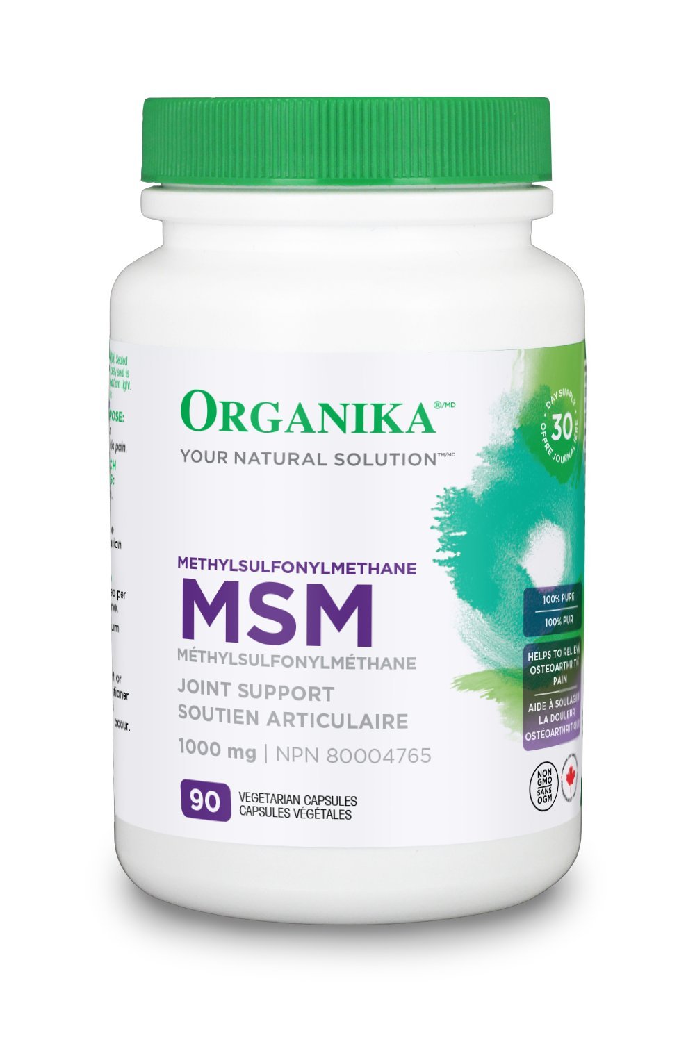 Organika MSM - Joint Support and Inflammation Relief Supplement | Supports Healthier Joints, Bones and Cartilage | Stronger Hair, Skin and Nails | Potent Antioxidant | 1,000mg of MSM - 90 vcaps