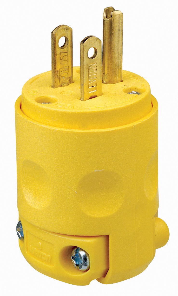 Leviton 515PV 15 Amp, 125 Volt, Grounding Plug, Yellow