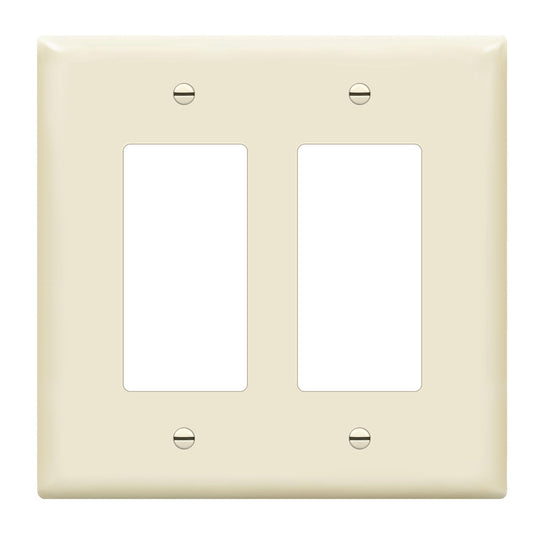 ENERLITES Decorator Light Switch or Receptacle Outlet Wall Plate, Gloss Finish, Midway Size 2-Gang 4.88" x 4.92", Unbreakable Polycarbonate Thermoplastic, UL Listed, 8832M-LA, Light Almond