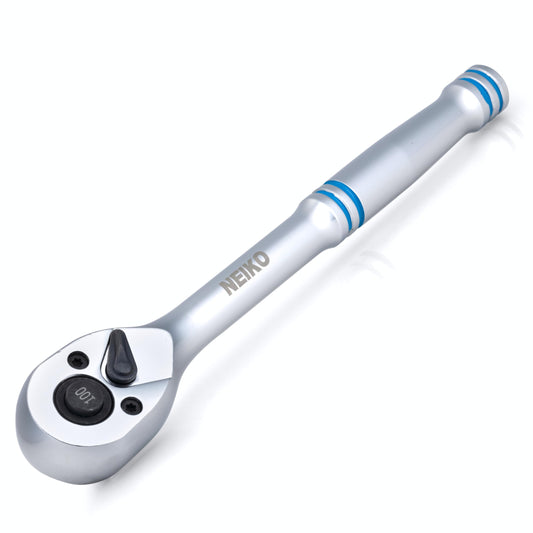 NEIKO 03116A 3/8 Inch Ratchet Wrench, 100-Tooth Reversible Ratchet, 3.6 Degree, Quick Release 3/8 Drive Ratchet, 8" Long Handle Ratchet, Oval Head Socket Wrench, CR-V Steel Ratchet Wrench