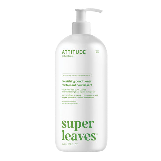 ATTITUDE Nourishing Hair Conditioner, For Dry and Damaged Hair, Naturally Derived Ingredients, Vegan Detangler, Dermatologically Tested, Grapeseed Oil and Olive Leaves, 946 mL