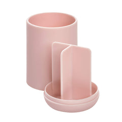 iDesign Cade Toothbrush Holder, Holds Normal Toothbrushes, Spin Brushes, and Toothpaste - Matte Blush 3" x 3" x 4. 5"