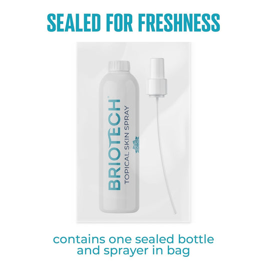 BRIOTECH Topical Skin Spray, Hypochlorous Acid Spray for Body & Face, Eyelid Cleanser, HOCl Facial Mist, Support Against Irritation, Calm Redness, Soothe Foot & Scalp, Packaging May Vary, 3.4 oz, 1 ct