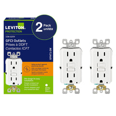 15 Amp Smartlock Pro Duplex Non Tamper Resistant GFCI Outlet White with White Button (2 Pack)