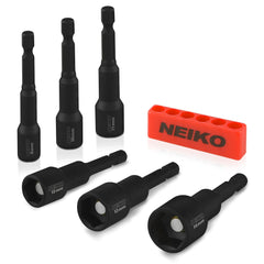 Neiko 10191A Impact Ready Magnetic Nut Driver | 6 Piece | MM | 8 to 14 mm | 2-9/16” Length | Cr-V, Metric,Master Kit