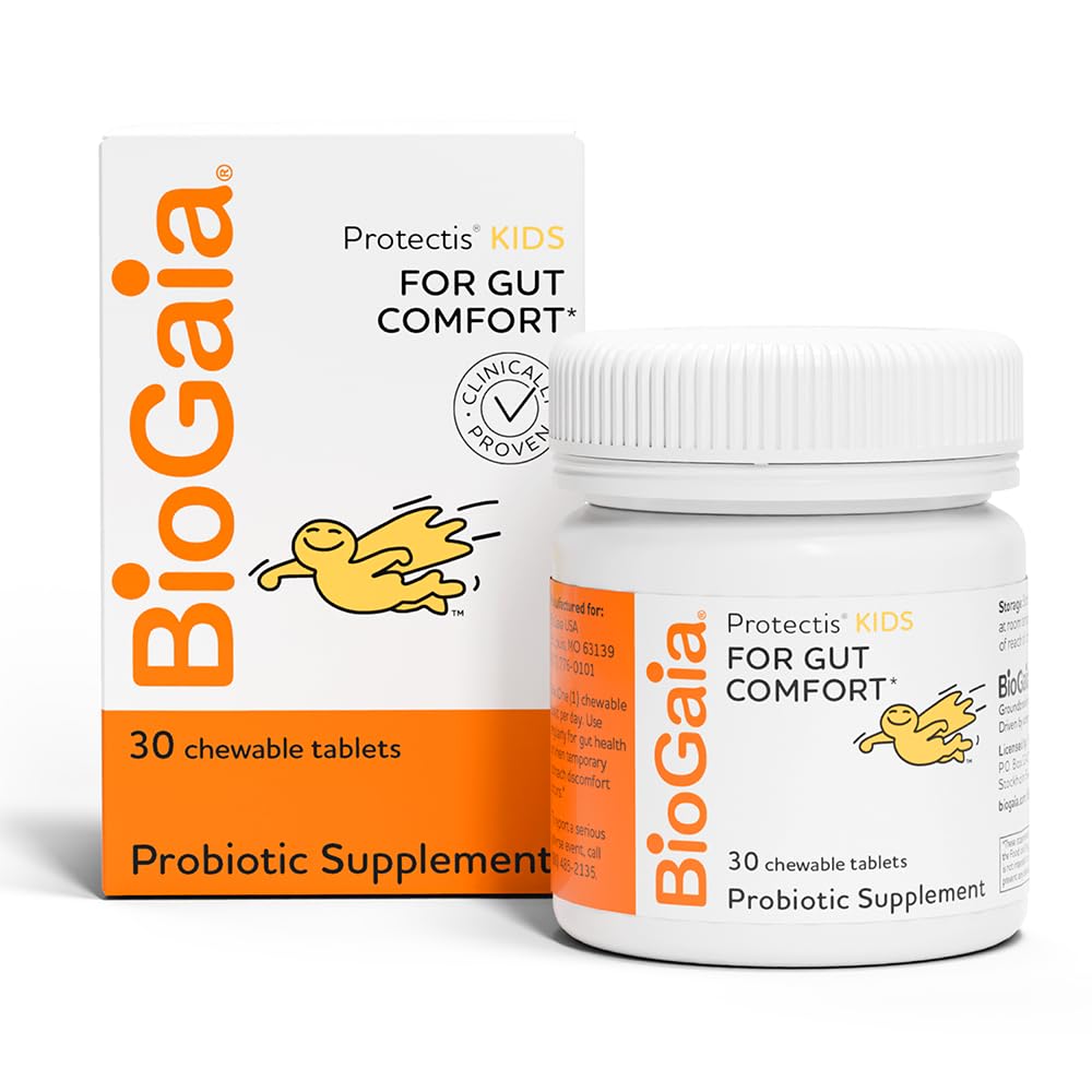 BioGaia Protectis Kids | Probiotic for Ages 3+ | Eases Occasional Digestive Issues & Promotes Regularity | Allergen, Dairy, Soy & Gluten Free | Backed by 30 Years of Research | 30 Day Supply