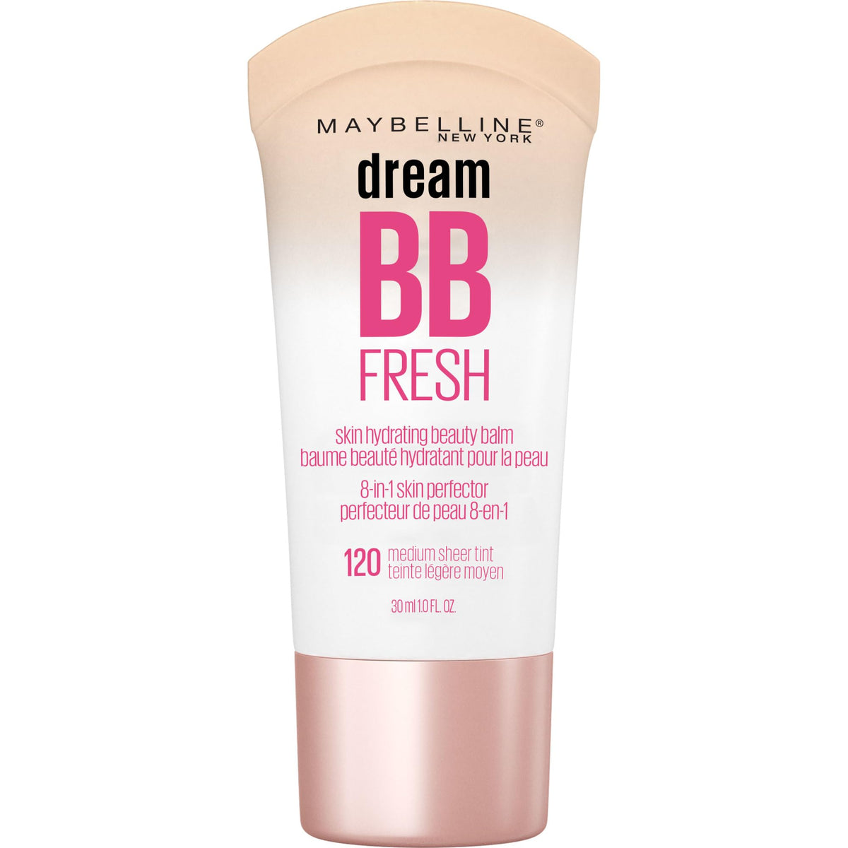 Maybelline Dream Fresh Skin Hydrating BB cream, 8-in-1 Skin Perfecting Beauty Balm Sheer Tint Coverage, Oil-Free, Medium, 1 Fl Oz