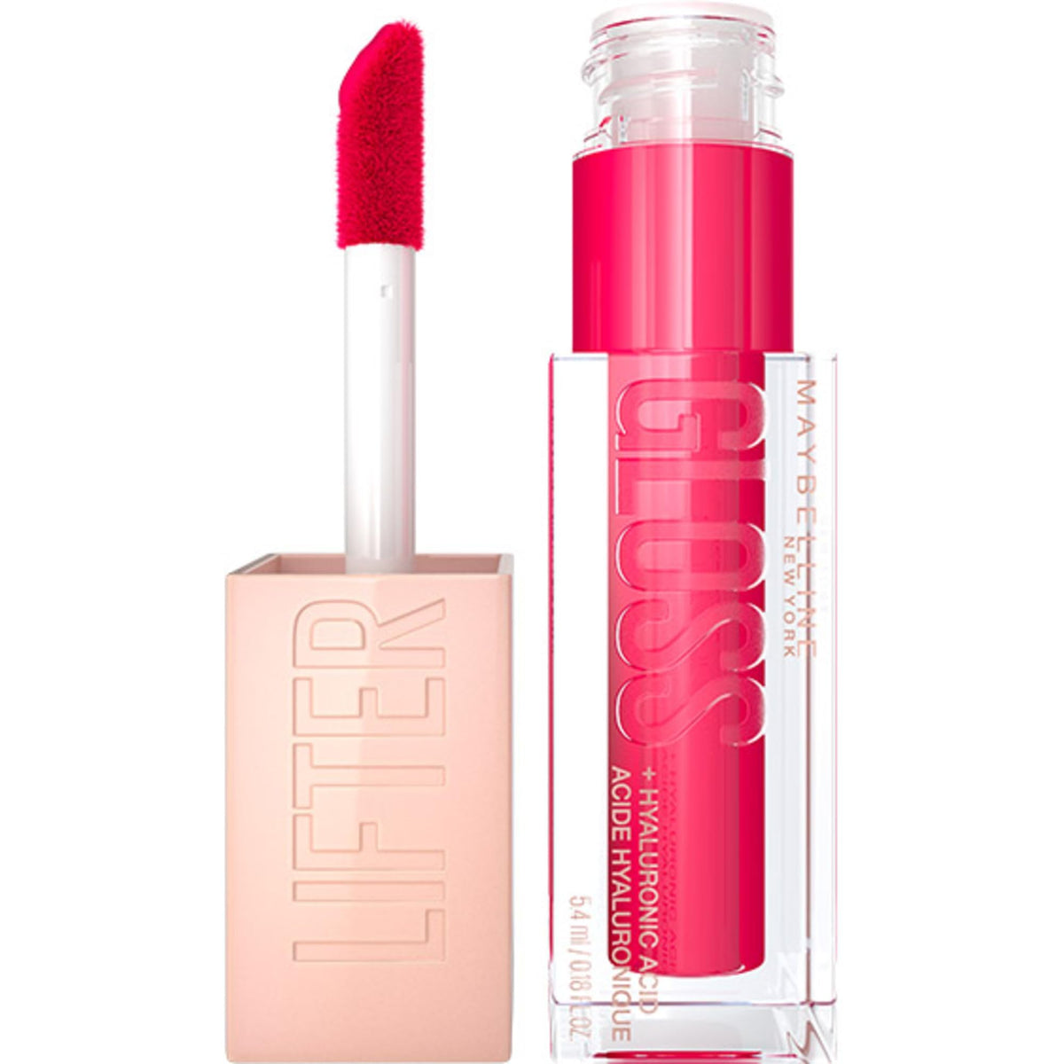 Maybelline New York Lifter Gloss, Hydrating Lip Gloss, High Shine for Fuller Looking Lips, Bubblegum, Sheer Bright Pink, 5.4 ml