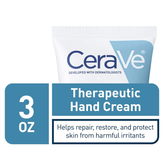 CeraVe Therapeutic Hand Cream for Dry Cracked Hands With Hyaluronic Acid and Niacinamide | Fragrance Free 3 Ounce