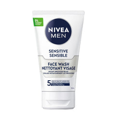 NIVEA MEN Sensitive Skin Face Wash, Soap-Free Gentle Face Cleanser with Chamomile and Vitamin E, Men's Face Wash for Sensitive Skin, No Drying Alcohol, Dermatologically-Tested Skin Care, 150mL