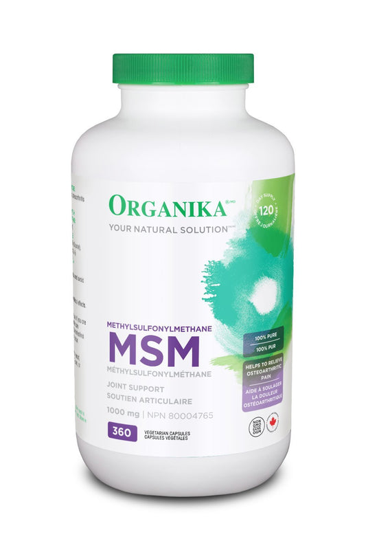 Organika MSM - Joint Support and Inflammation Relief Supplement | Supports Healthier Joints, Bones and Cartilage | Stronger Hair, Skin and Nails | Potent Antioxidant | 1,000mg of MSM - 360 vcaps