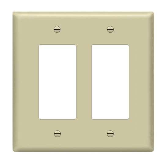 ENERLITES Decorator Light Switch or Receptacle Outlet Wall Plate, Gloss Finish, Midway Size 2-Gang 4.88" x 4.92", Unbreakable Polycarbonate Thermoplastic, UL Listed, 8832M-I, Ivory