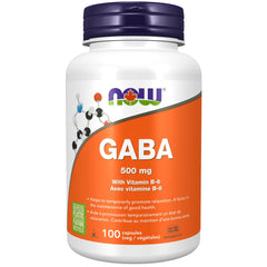 NOW Supplements, GABA (Gamma-Aminobutyric Acid) 500 mg + B-6, Natural Neurotransmitter, 100 Veg Capsules