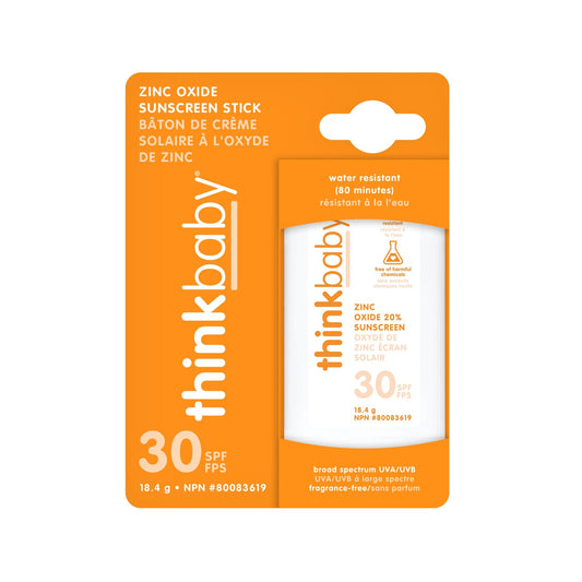 Thinkbaby SPF 30 Sunscreen Stick – Safe, Natural, Water Resistant Sun Cream for Babies, Kids & Adults – Mineral Sun Protection – Reef Friendly Travel Stick, 0.64oz