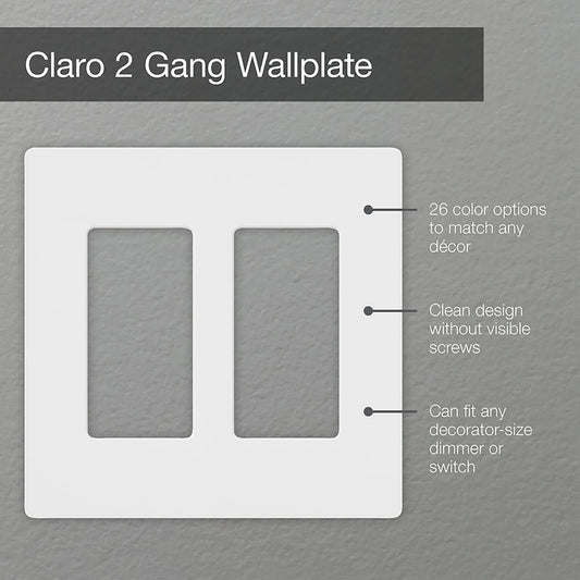 Lutron Claro 2 Gang Decorator/Rocker Wallplate, Gloss | CW-2-AL | Almond