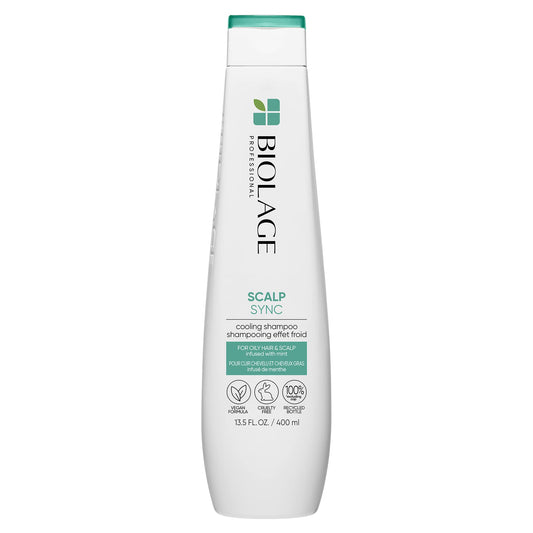 BIOLAGE Cooling Mint Scalp Sync Shampoo for Oily Hair and Scalp, Cleanses Excess Oil From Hair and Scalp, With Mint, Cool Sensation, Cruelty Free, Vegan, 400ml