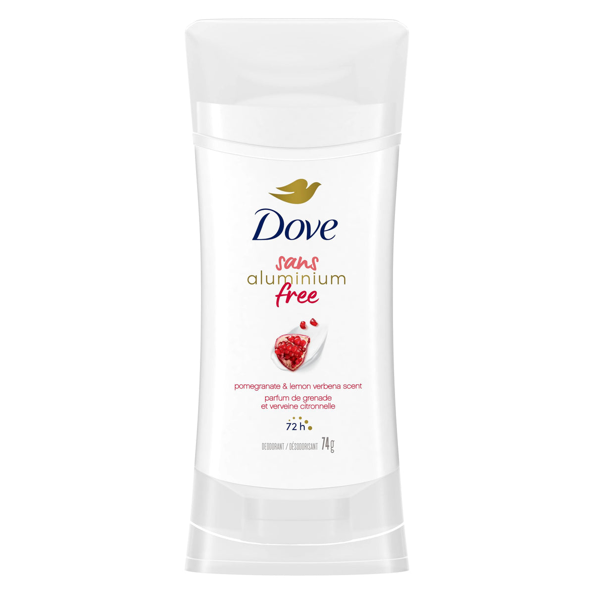 Dove Aluminum Free Déodorant for Women Pomegranate & Lemon Verbena Scent for Soft, Comfortable Underarms, 74g