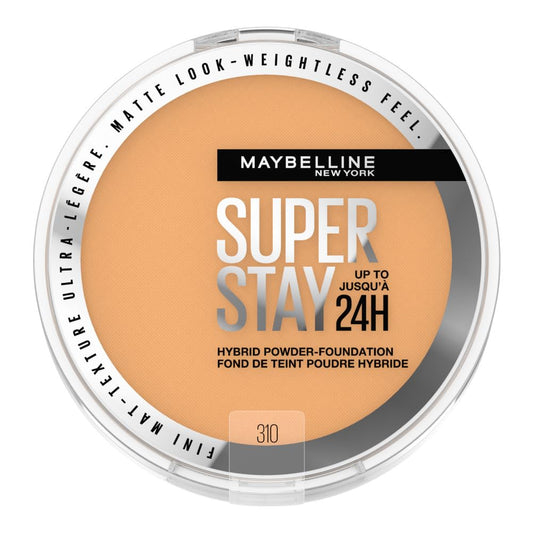 Maybelline New York Super Stay 24 Hour Hybrid Powder Foundation, Waterproof, Vegan, Mattifying, 310, 6 g