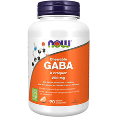 NOW Supplements, GABA (Gamma-Aminobutyric Acid), Neurotransmitter Support, Orange Flavour, 90 Chewables