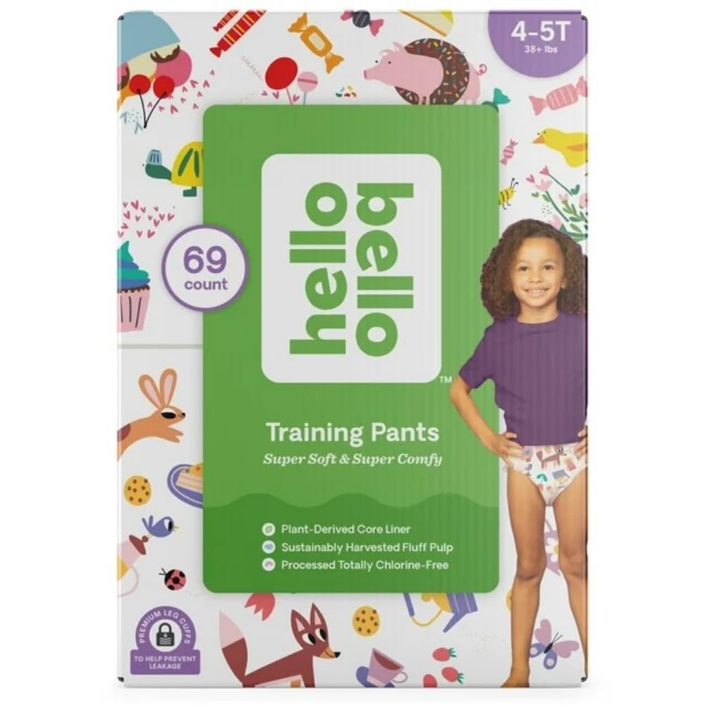 Hello Bello Premium Training Pants, Size 4T-5T (38 lbs) in Sugar Rush and Tea Time Designs, 69 Count