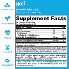 Goli Ashwagandha & Vitamin D Gummy - 60 Count - Mixed Berry, KSM-66, Vegan, Plant Based, Non-GMO, Gluten-Free & Gelatin Free Relax. Restore. Unwind.