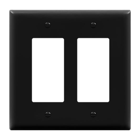 ENERLITES Decorator Light Switch or Receptacle Outlet Wall Plate, Gloss Finish, Midway Size 2-Gang 4.88" x 4.92", Unbreakable Polycarbonate Thermoplastic, UL Listed, 8832M-BK, Black