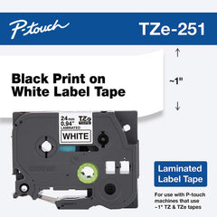 Brother TZE251 Genuine P-Touch Tape 24mm (Black on White)