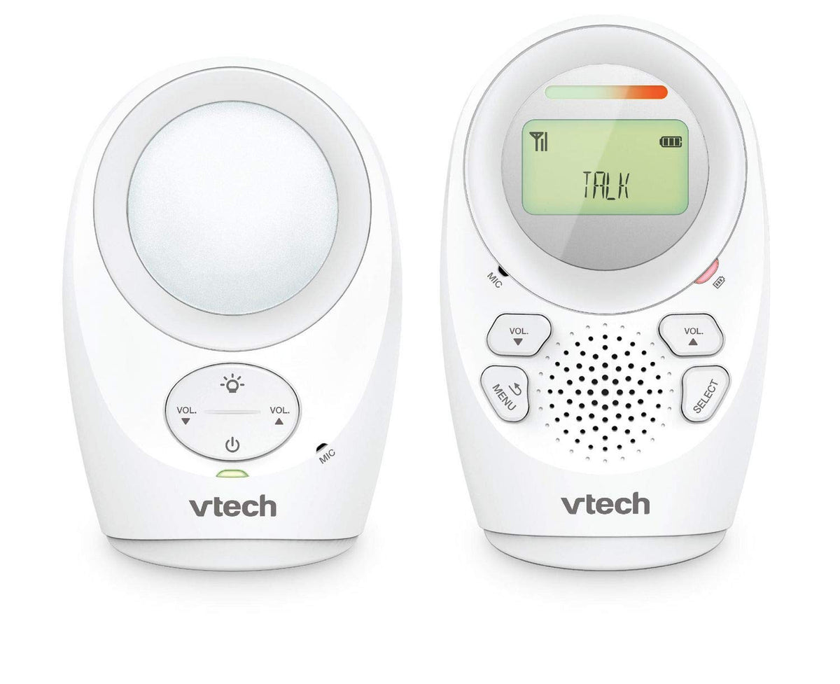 VTech DM1211 Enhanced Range Digital Audio Baby Monitor with Night Light, 1 Parent Unit, Silver & White