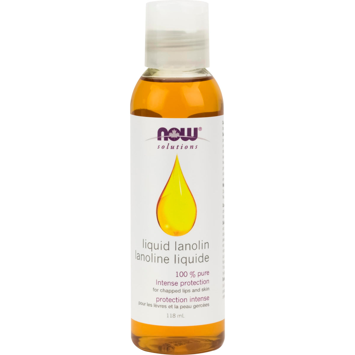 NOW Solutions, Liquid Lanolin Pure, Intense Protection, Formulated for Dry Rough Lips and Skin, 118mL