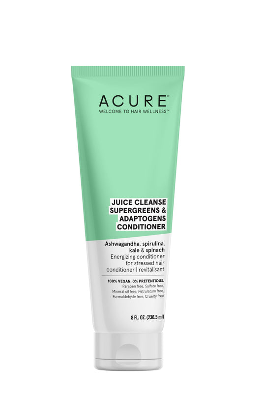 Acure - Juice Cleanse Supergreens & Adaptogens Conditioner, 8 fl oz - Antioxidant Conditioner to Brighten and Re-Energize Stressed Hair - Conditioner for Dry Hair and Damaged Hair - 100% Vegan