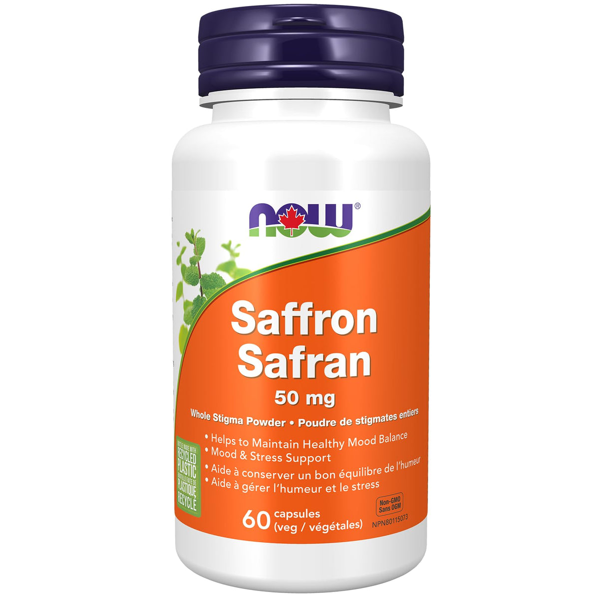 NOW Supplements, Saffron Whole Herb 50 mg with 10% Crocins, 60 Veg Capsules