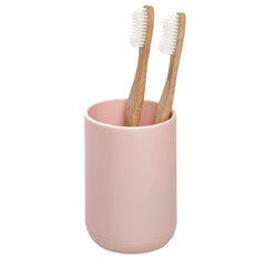 iDesign Cade Toothbrush Holder, Holds Normal Toothbrushes, Spin Brushes, and Toothpaste - Matte Blush 3" x 3" x 4. 5"