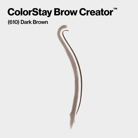 Revlon Eyebrow Pencil & Powder, ColorStay Brow Creator 2-in-1 Eye Makeup with Spoolie, Longwearing with Precision Tip, 610 Dark Brown, 0.23 Oz/ 6g
