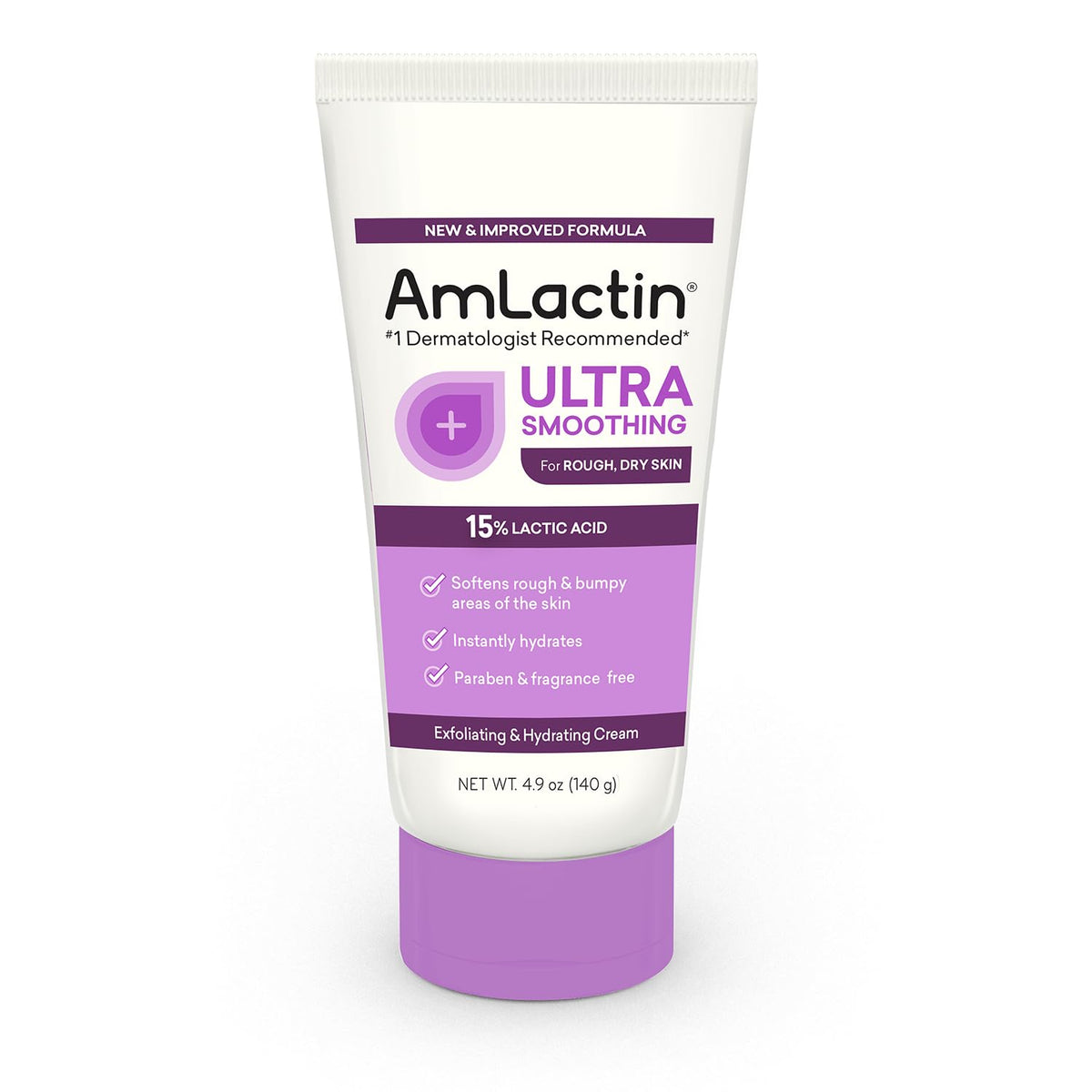 AmLactin Ultra Smoothing Intensely Hydrating Cream, Moisturizing Cream and Hand Moisturizer for Dry Skin - 4.9 Oz Tube (packaging may vary)