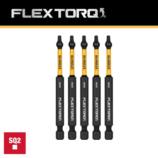 DEWALT FLEXTORQ Square #2 Bits 5Pk, Robertson 1/4 x 3-1/2in for Impact Drivers & Drills, Hex Shank (DWAF3SQ2IR5)