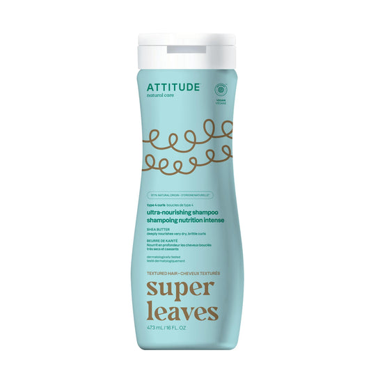 ATTITUDE Ultra-Nourishing Shampoo for Curly Hair with Shea Butter, EWG Verified, Vegan and Naturally Derived 4a, 4b, 4c Curl Type, Deeply Nourishes Curls, 473 mL