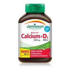 Jamieson Mega Cal Calcium 650 mg plus Vitamin D3 400 IU, 120 Count (Pack of 1)