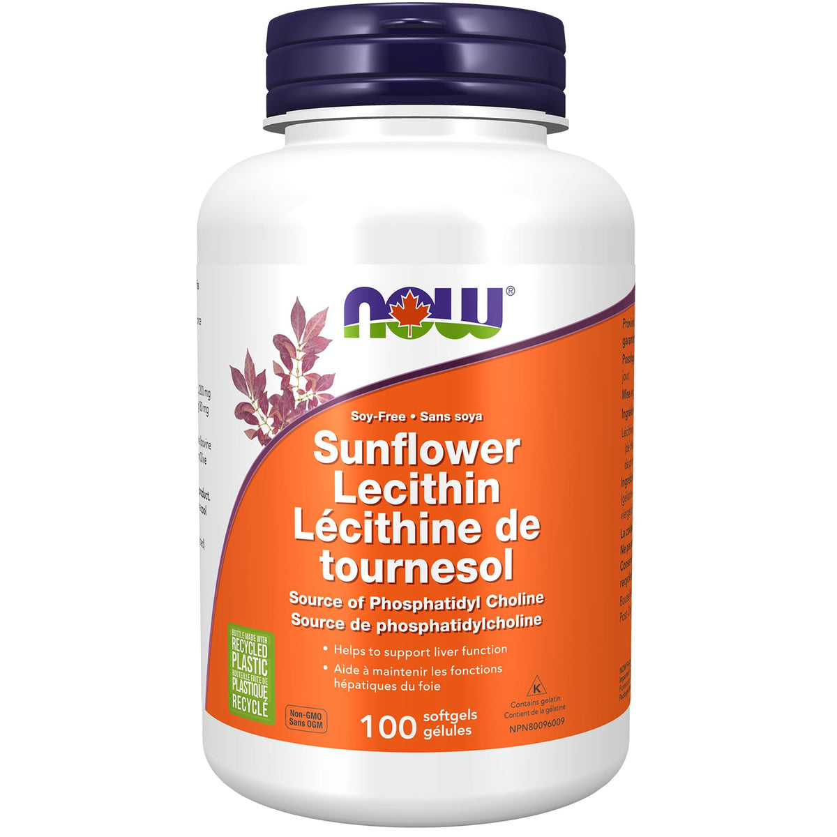 NOW Supplements, Sunflower Lecithin 1200 mg with Phosphatidyl Choline, 100 Softgels