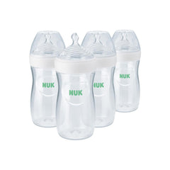 NUK Simply Natural Bottle with SafeTemp, 9 oz (270 mL), White, 4 Pack