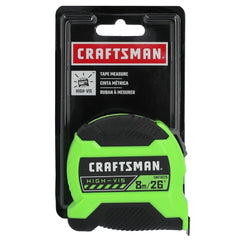 CRAFTSMAN Hi-Vis Tape Measure High-Visibility 8M/26-Ft Black and Green (CMHT38226S)