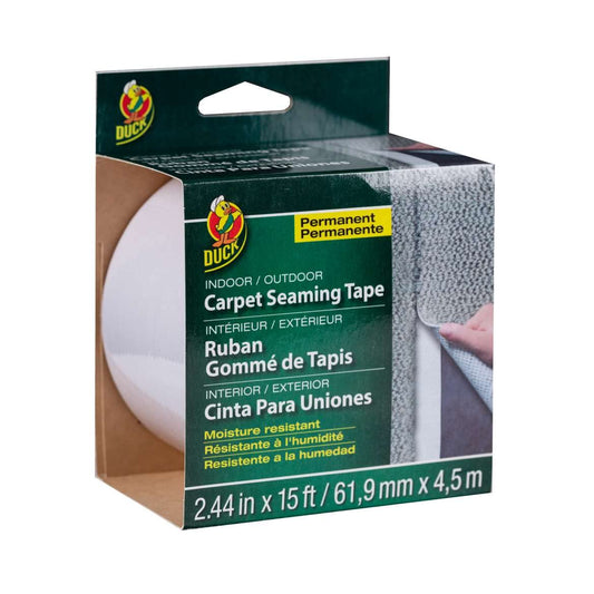 Duck 286519 Self-Adhesive Fiberglass Carpet Seaming Tape, 2.44" x 15', Single Roll