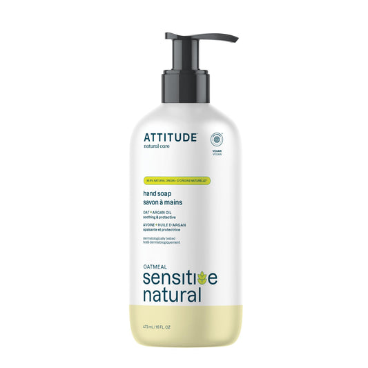 ATTITUDE Hand Soap for Sensitive Skin with Oat and Argan Oil, EWG Verified, Dermatologically Tested, Vegan, 473 mL