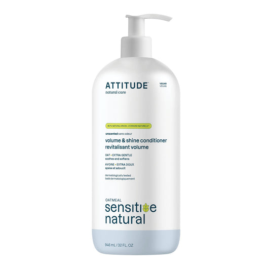 ATTITUDE Extra Gentle Hair Conditioner for Sensitive Dry Scalp, Soothing Oat, Naturally Derived Ingredients, Dermatologically Tested, Vegan Detangler, Unscented, 946 mL