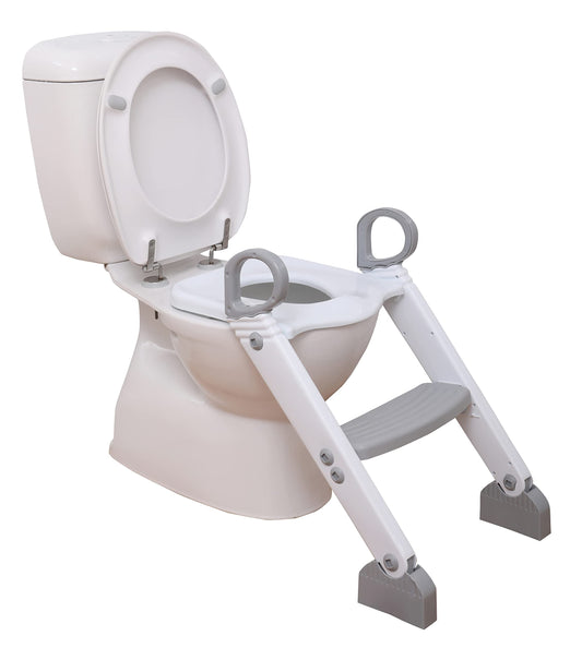 Dreambaby Step-Up Potty Training Toilet Topper - 2-Level Adjustable Potty Training Toilet Seat - Slip-Resistant Floor & Seat Pads - Grey & White