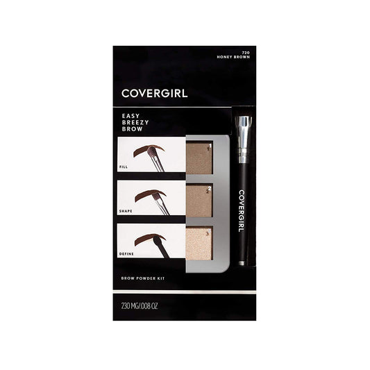 COVERGIRL - Easy Breezy Brow Powder Kit, three shades brow definer, professional double-ended angled brush, effortless, 100% Cruelty-Free