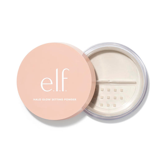 e.l.f. Halo Glow Setting Powder, Silky, Weightless Formula, Semi-Matte Finish, Light, 0.24 Oz (6.8g)